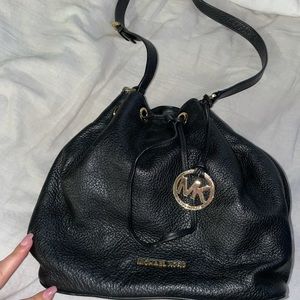 MK black bucket tote